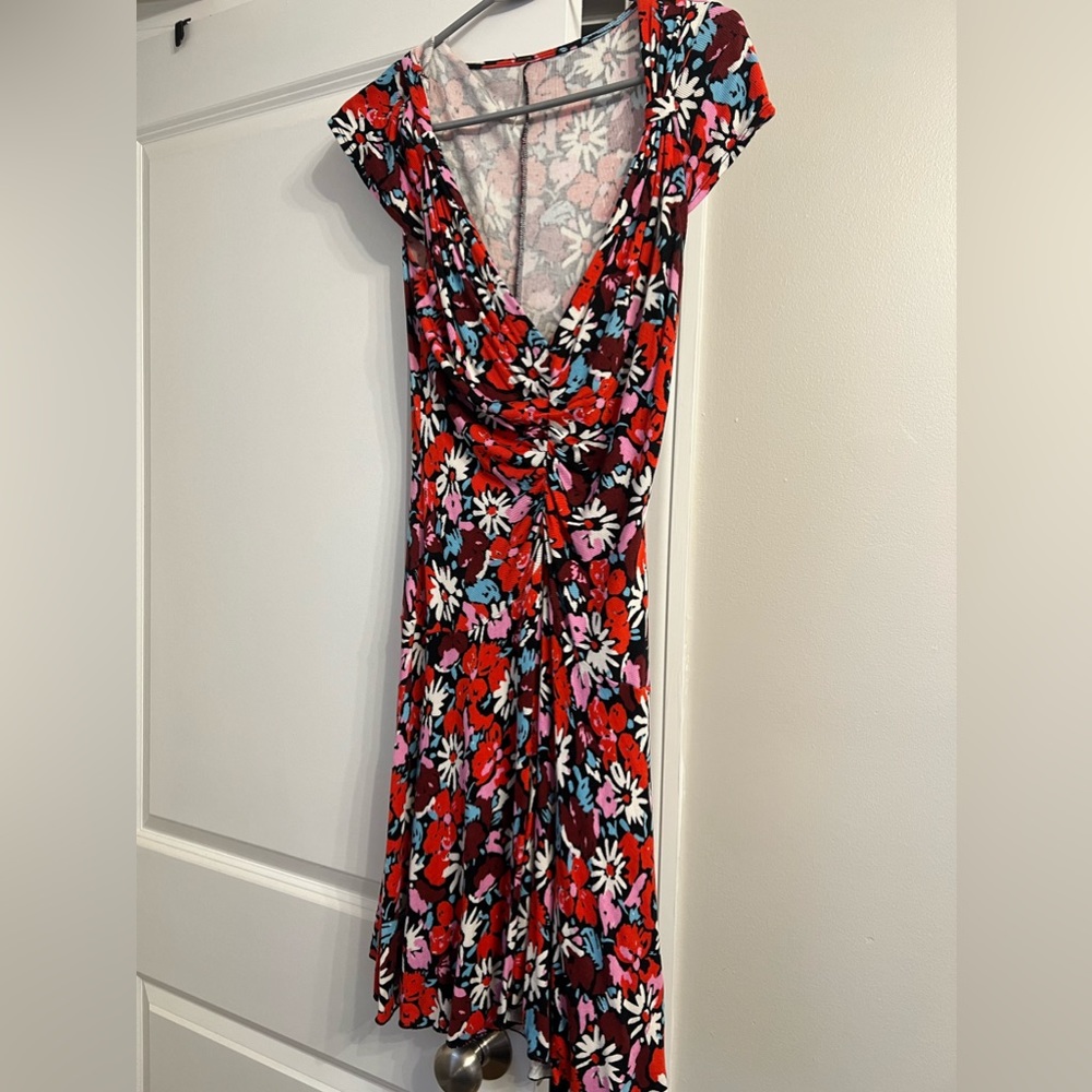 Free People Key To Your Heart Red Floral Short Sleeve Mini Dress